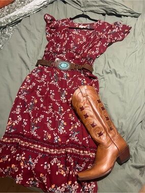 Max Studio Burgundy Floral Maxi Dress